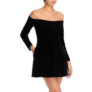 Bardot Nadine Velour Hourglass Dress Black Velvet Rhinestone Mini Size 2 XS NEW
